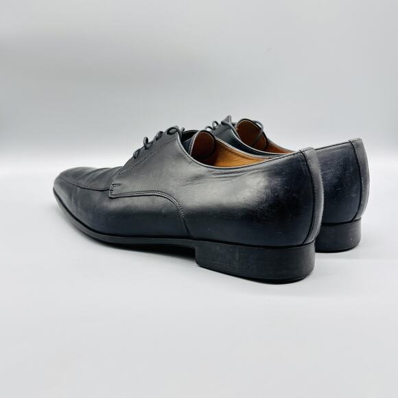 Santoni Shoes Mens 9.5 Black Leather Oxford Lace Up Dress Apron Toe Slip On main image 13